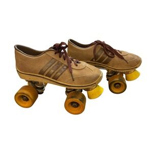 Vintage Chicago Roller Skates Women's 4 Brown Low Top‎ Plates Yellow Wheels